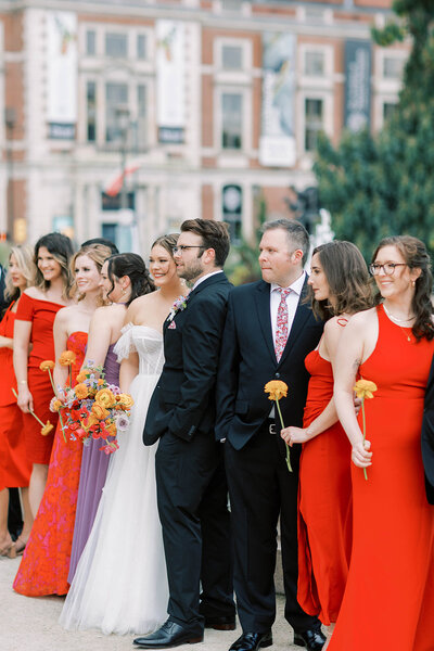 Contemporary, artful, and colorful fall wedding at a Historic Library with a Roof Terrace Overlooking the City with Shannon Wellington wedding planner and designer | The Free Library of Philadelphia | Philadelphia PA | Denise Marie Photography | Editorial Wedding Photographer based in Philadelphia PA