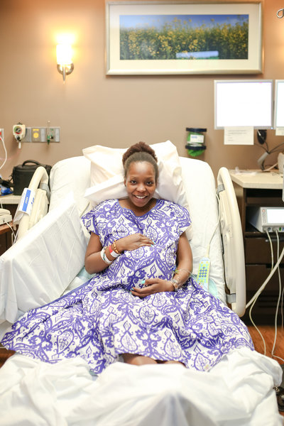 First time mom holds belly  during labor at northside atlanta