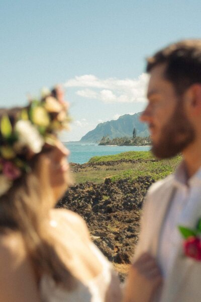 Candid Elopement  photo of couple’s laughter captured by Oahu photographer