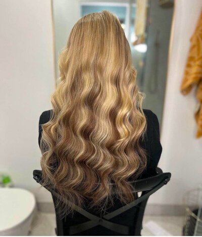 Hair Extensions Curled On Client