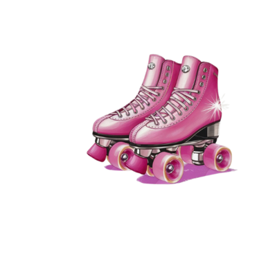 Retro Roller Skates in Retro Star Template Representing Vintage Fun and Style