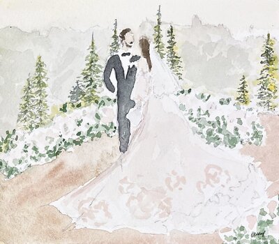 Destination and elopement live wedding painting with Courtney kibby