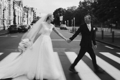 A film wedding portrait of a couple laughing at their wedding in Whakatane by Eilish Burt Photography