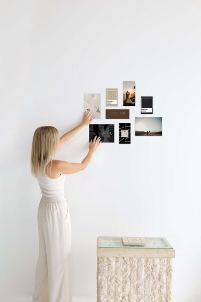 Curating a modern and elegant moodboard for a wedding planner brand identity.