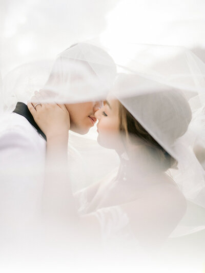 Bride and Groom under veil