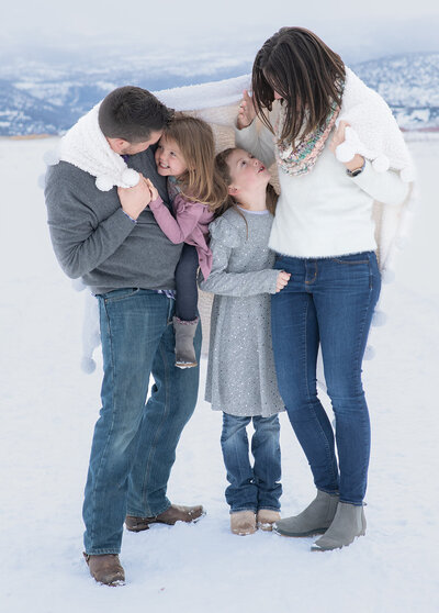 Family photograph in the snow Camas, WA