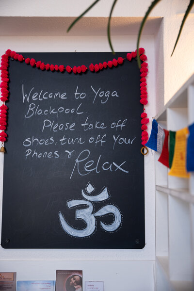 Announcement board in yoga studio