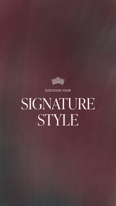 Text that says "discover your signature style" with the Modes of Fashion tiara icon on a textured background
