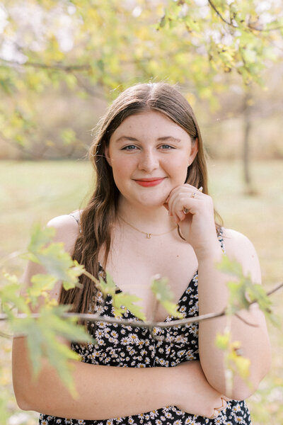 senior girl with red lipstick