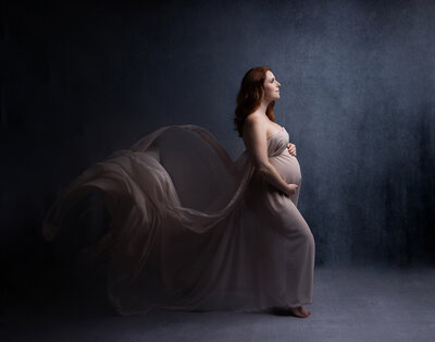 maternity dress flowing for studio portrait