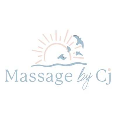Massage by CJ primary logo with sun and birds