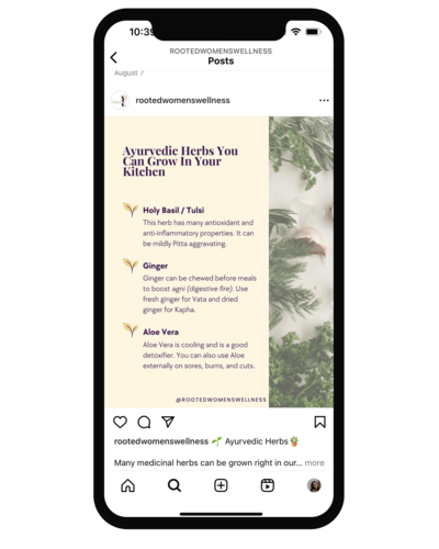 Instagram Template testimonial from Ayurveda Counselor