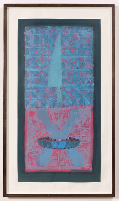 Double Crossover-Knife, 1993 Oil and collage on paper 94 x 47 cm_11zon