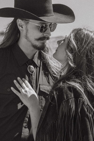 Western Editorial Wood Stock inspired couple