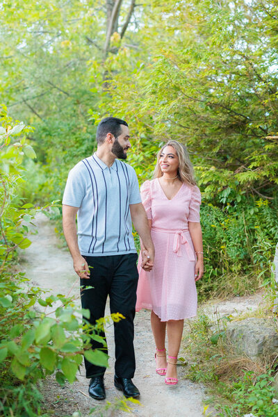 Engagement shoot couple walking