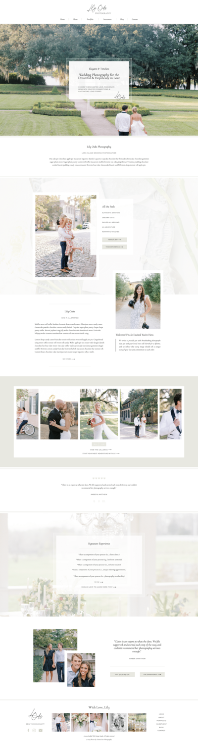 The Lily Oaks Showit website template for photographers and creatives.