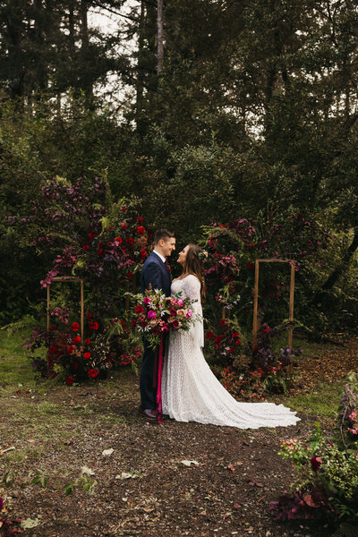 bride & groom at altar