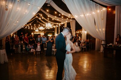 Married couple's first dance in their elegant wedding reception