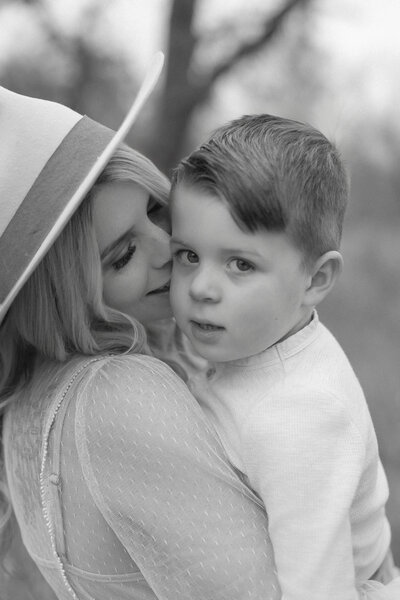 mother holding son at cosumnes river preserve