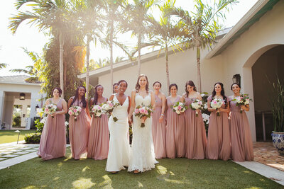 Lesbian Wedding Bride with their Bridal Party during golden hour