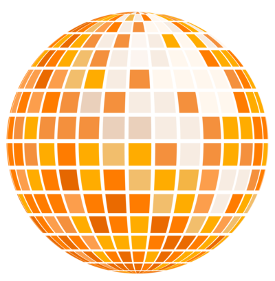 Orange disco ball graphic for branding