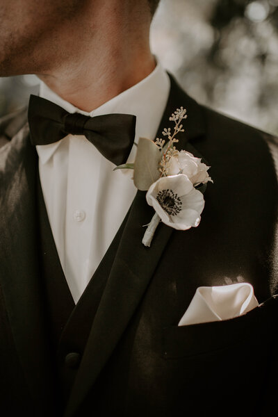 White anemone boutonniere