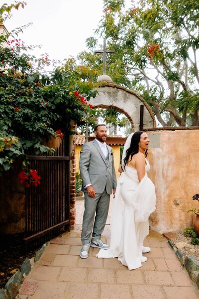 bride and groom taking their couple photos