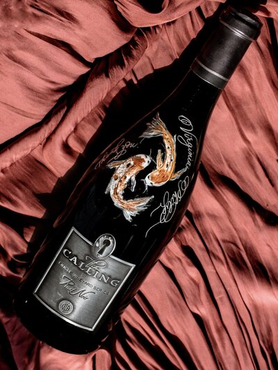 Carla Schall engraved and painted this bottle for Virginia Philips in Palm Beach