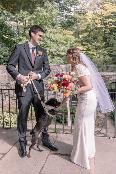 Detroit Michigan wedding couple with a dog