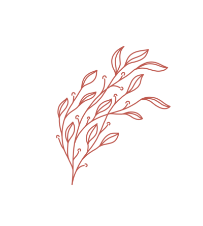 Graphic of a piece of greenery in a red color