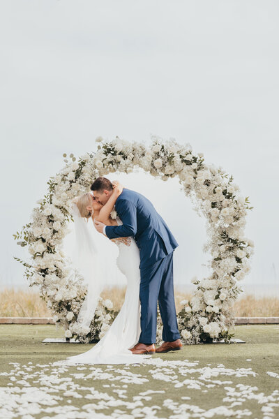 bride and groom looking at each other