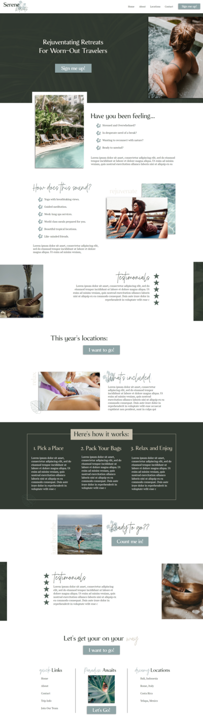 Custom Website created for Wellness Retreat Host