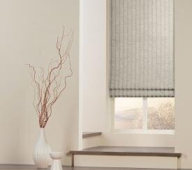 Roman shades in a minimalist corner
