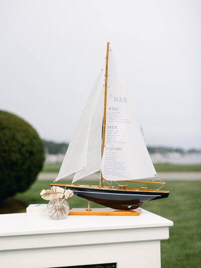 Nautical Bar Sign on Sailboat | Coastal Wedding Decor

