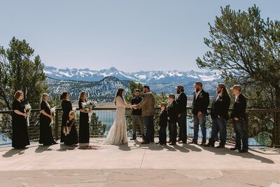 Couple Destination wedding in the snow capped mountains at Ridgway State Park in Colorado