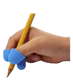 hand holding pencil with claw grip