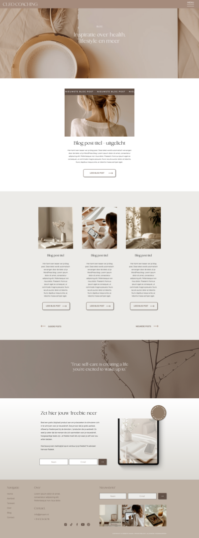 Template pakket inhoud - Showit website template, handleiding en support | JME Communicatie