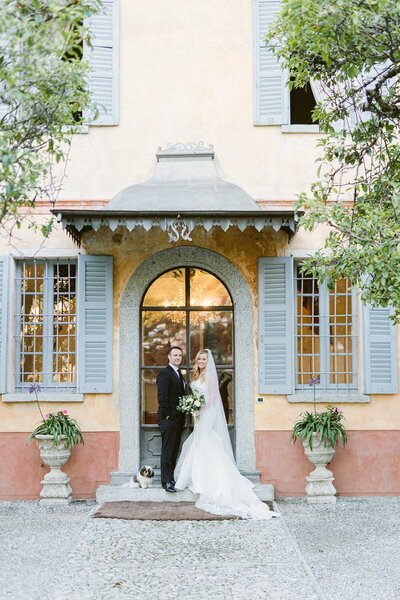 Lake Como Villa Regina Teodolinda bride and groom portrait