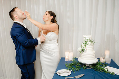 cake smash at RPM seafood in Chicago on wedding day