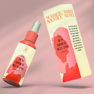 Packaging design featuring warm tones and minimal illustrations
