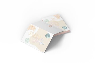Mockup of branded thank you cards for a makeup artist business