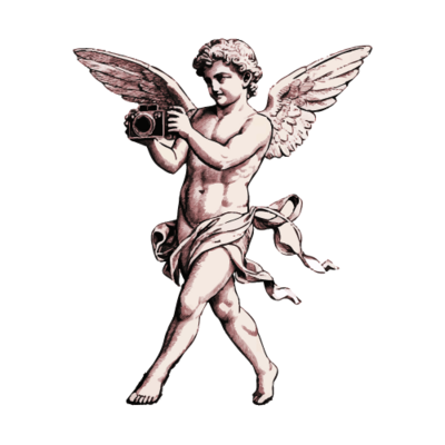 Illustratie van cupido met camera