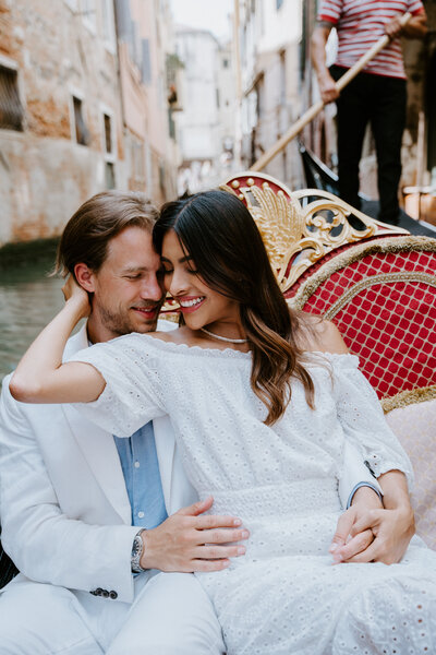 Couple Eloping in Venice on a gondola