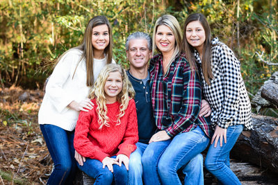 Beautiful Mississippi Family Photography: Fall Family portrait in outdoor wooded area, Mississippi photographer