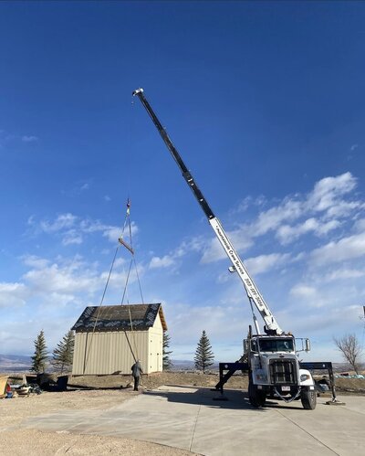 Shed lifting by Mountainside Crane Service in Denver Metro and Colorado Foothills