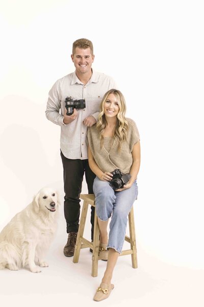 wedding photography team with dog