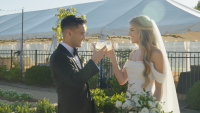 Husband kisses wife after getting married at St. Mary's.