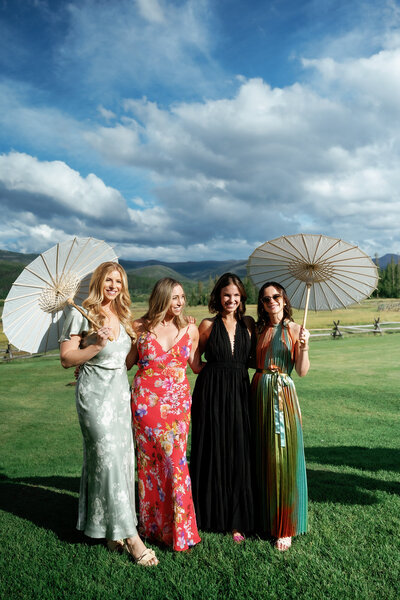 bridesmaids at a Devil's Thumb Ranch wedding in the summer 