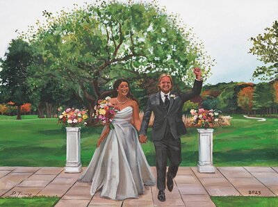 Bride and groom with dog