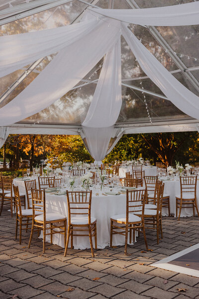 Outdoor reception set-up at the National Arboretum